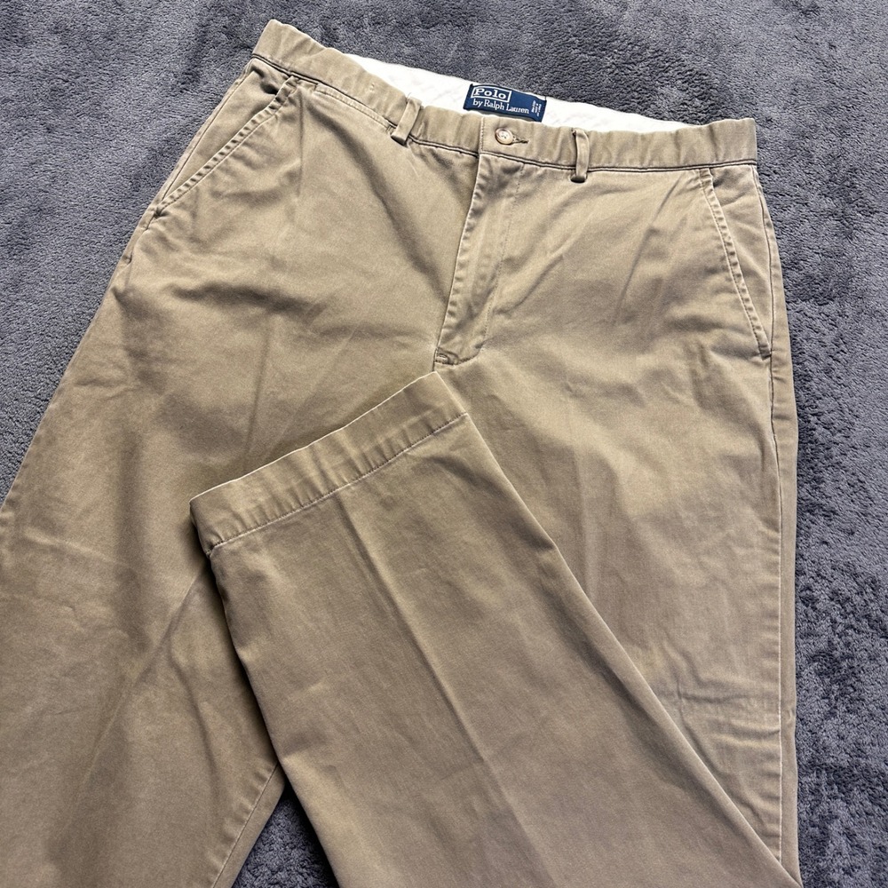 Polo Ralph Lauren Chino Pants Mens 33x30 Khaki Tan Stretch Straight Leg Trousers